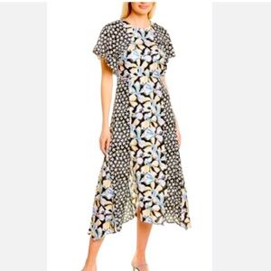 Rebecca Taylor Black and White Floral silk blend Dress size 4 EUC​